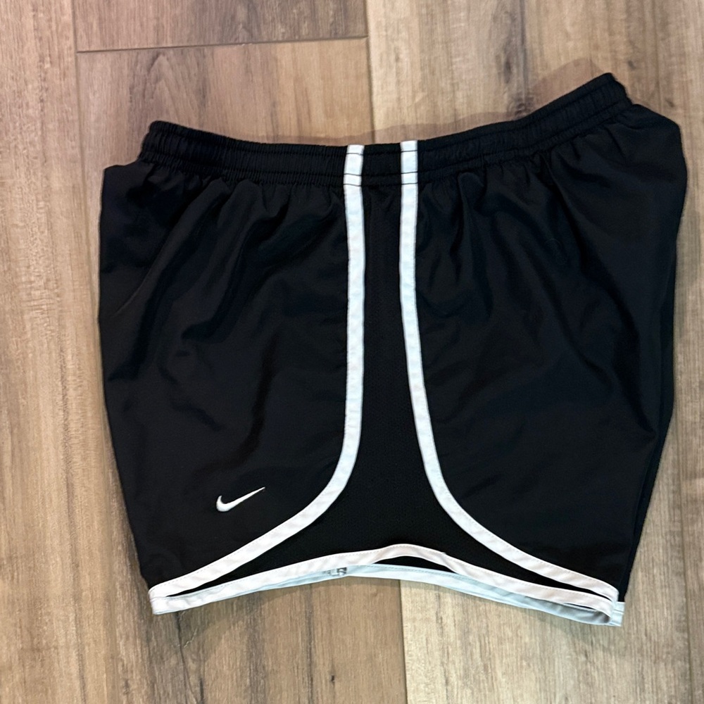Black Athletic Shorts with White Trim women’s size medium please read no liner